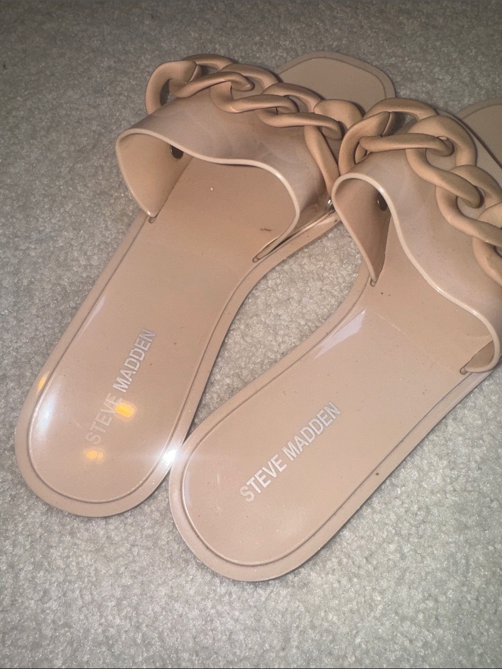 Steve Madden Blush Chain-Detail Slide Sandals - Picture 3 of 5